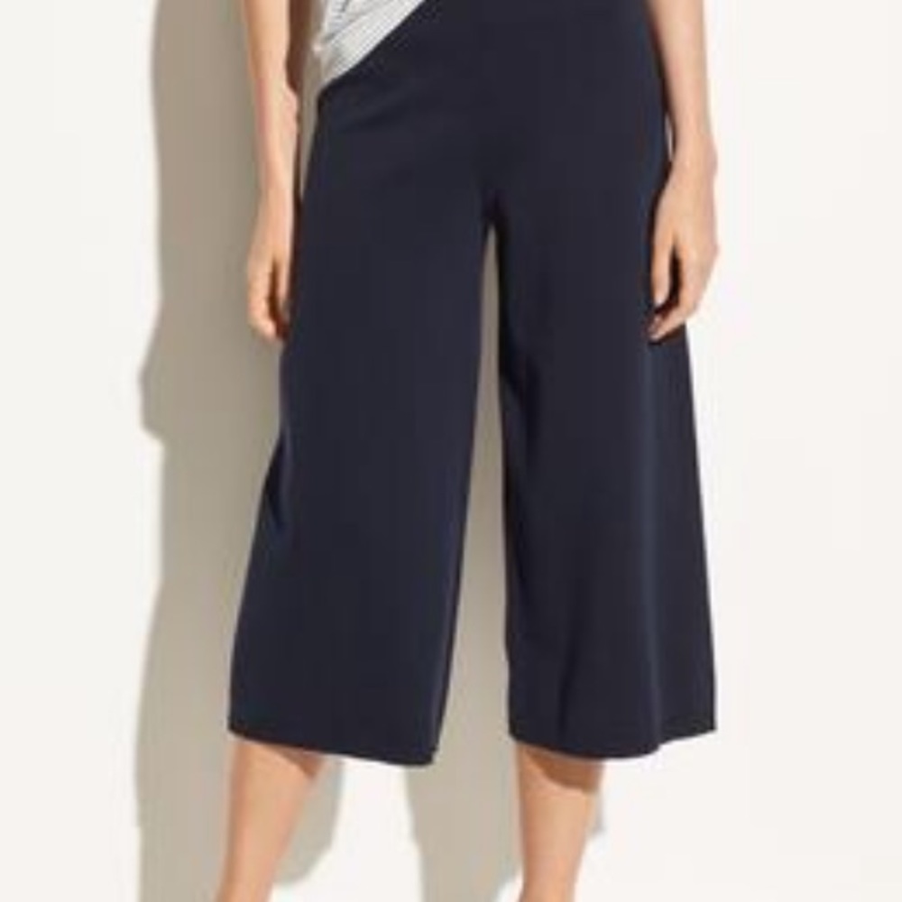 Vince Navy Cropped Wide-Leg Pants, Size Medium